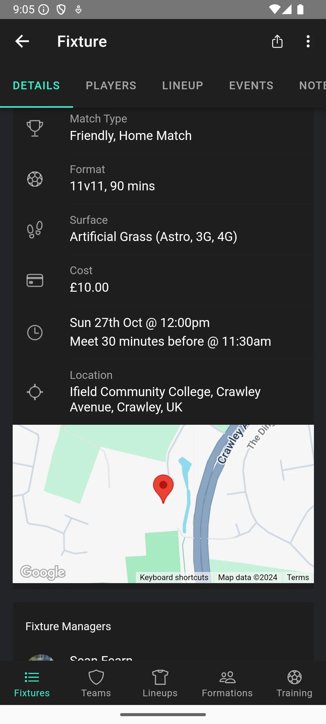 Lineup - Football Team App screenshot