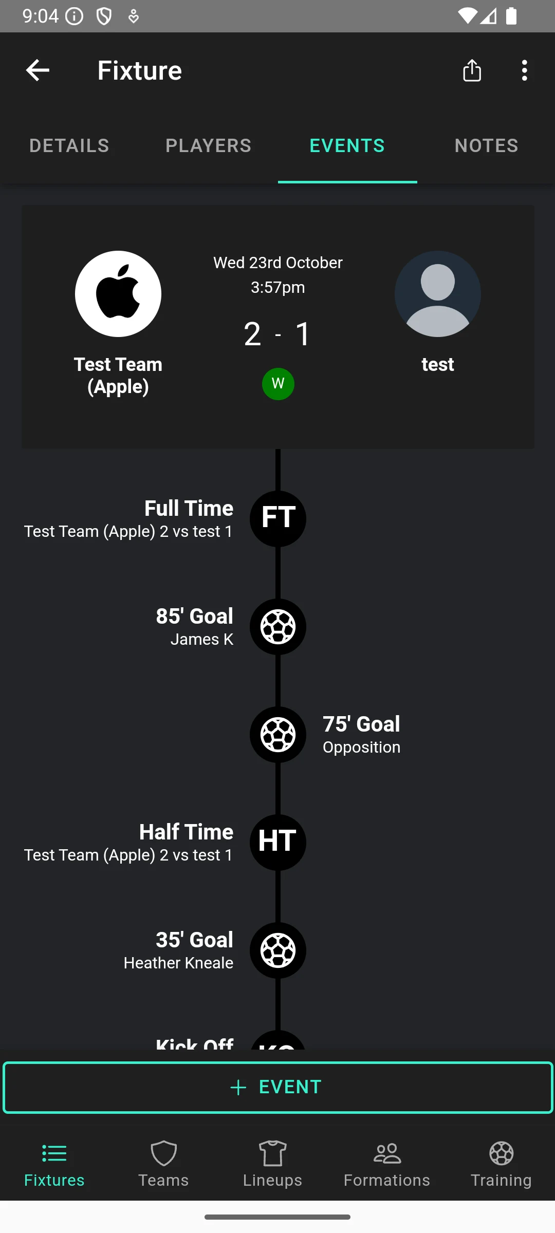 Lineup - Football Team App screenshot