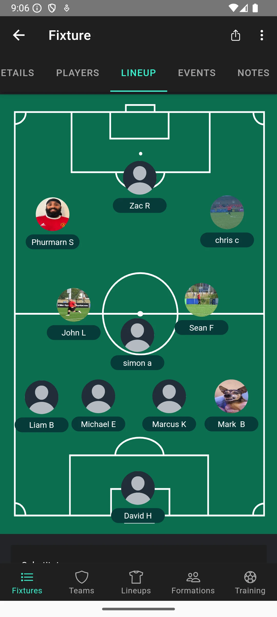 Lineup - Football Team App screenshot