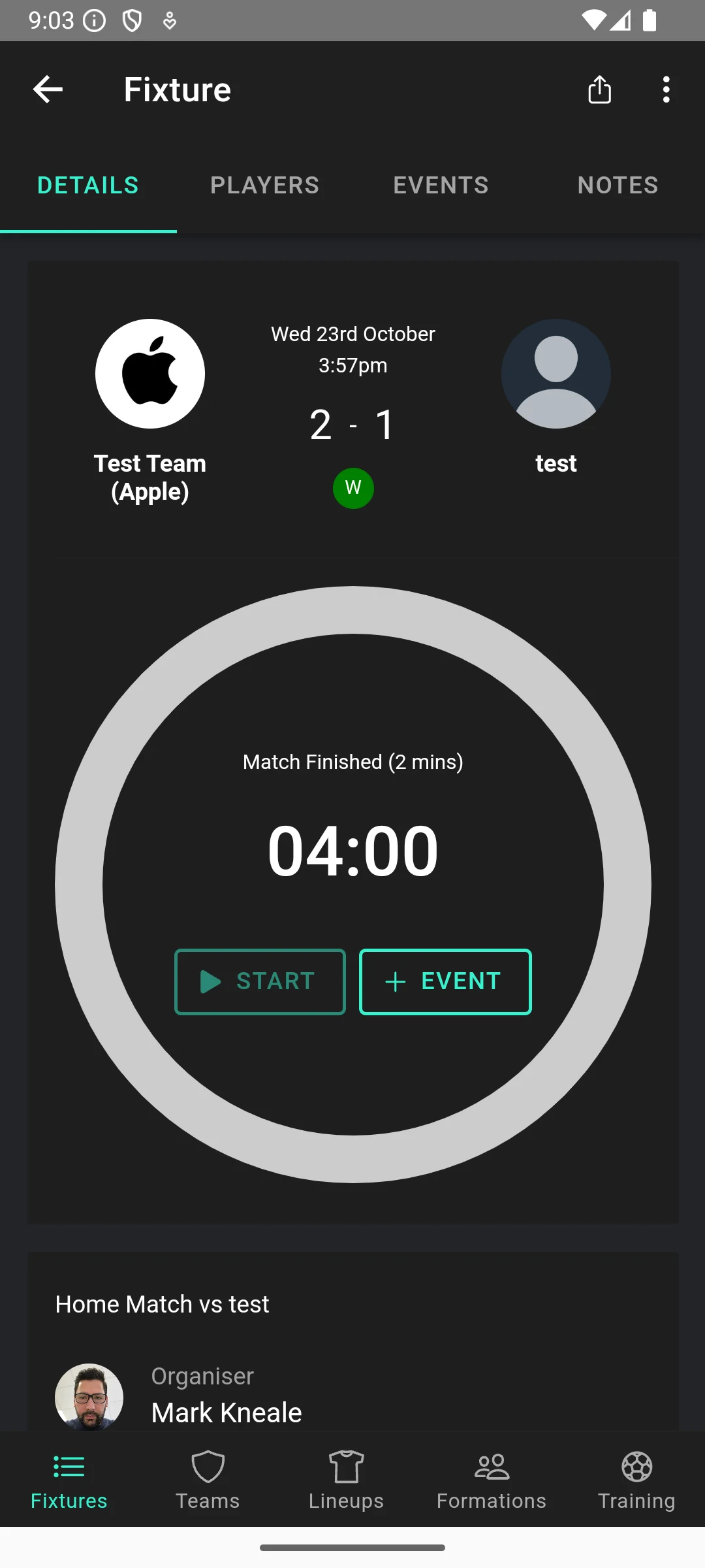 Lineup - Football Team App screenshot